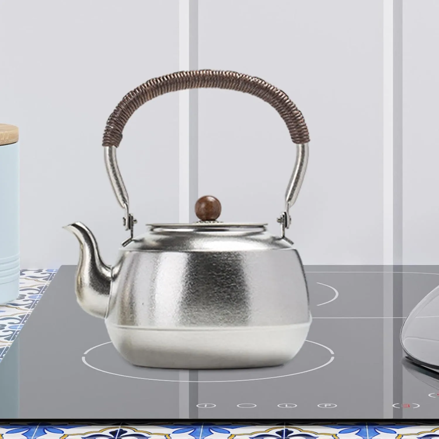 Fenteer Pure Titanium Teapot Fits Ceramic Cooktop Beautiful Hot Water Pot Hot Water Boiling Pot Titanium Kettle for Office Gatherings, 1500ml