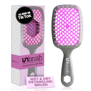 FHI Heat UNbrush Detangling Brush for Pain-Free Brushing on All Wet or Dry Hair Types — Durable DuoFlex Anti-Static Bristles, Lightweight Handle, Vented Hair Brush
