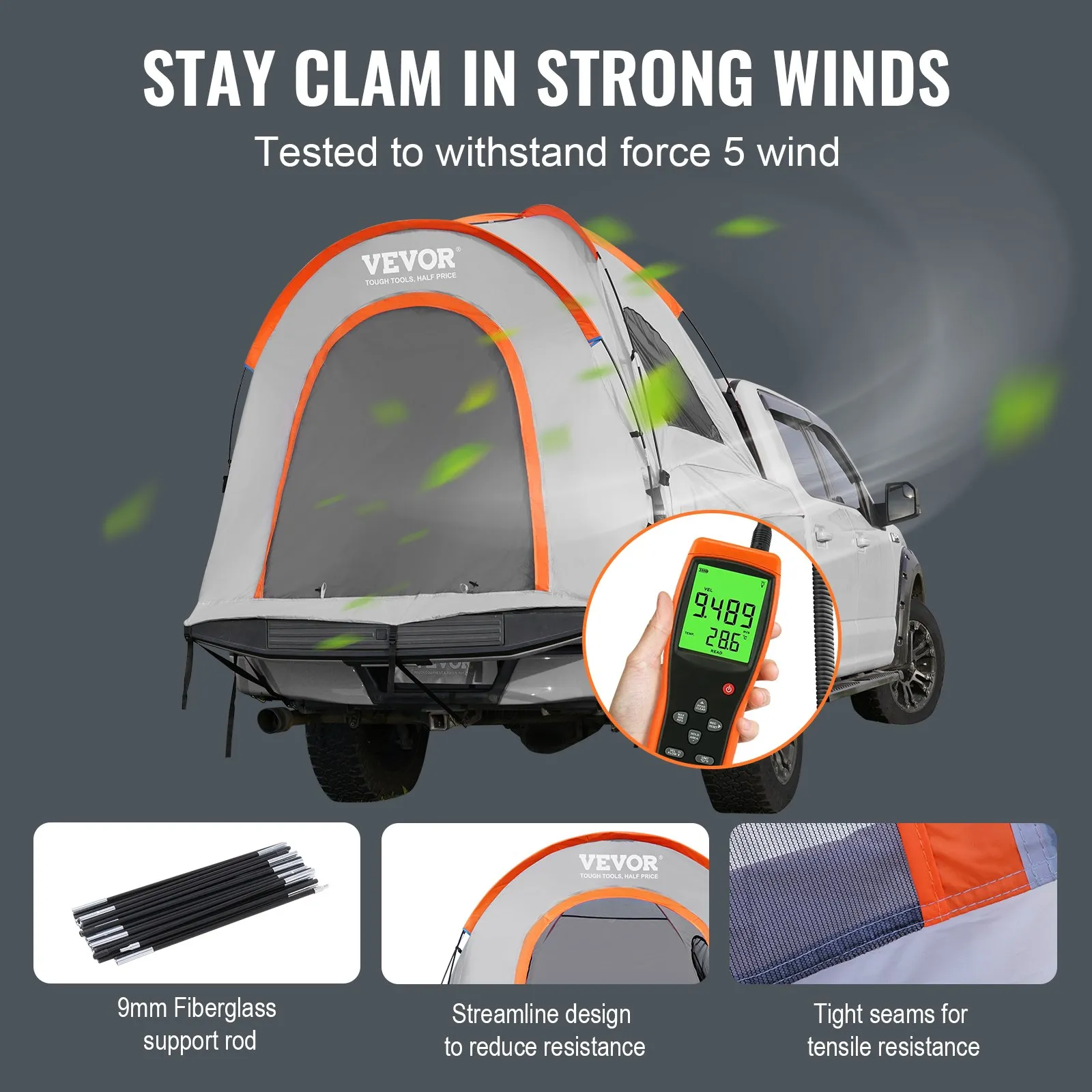 (FINAL PRICES ARE LOWER ON OUR SITE!) VEVOR Truck Bed Tent, 5.5'-6' Pickup Truck Tent with Rain Layer and Carry Bag, Waterproof PU2000mm Double Layer Truck Tent for Camping, Accommodate 2-3 Person, for Camping Traveling Outdoor Activities