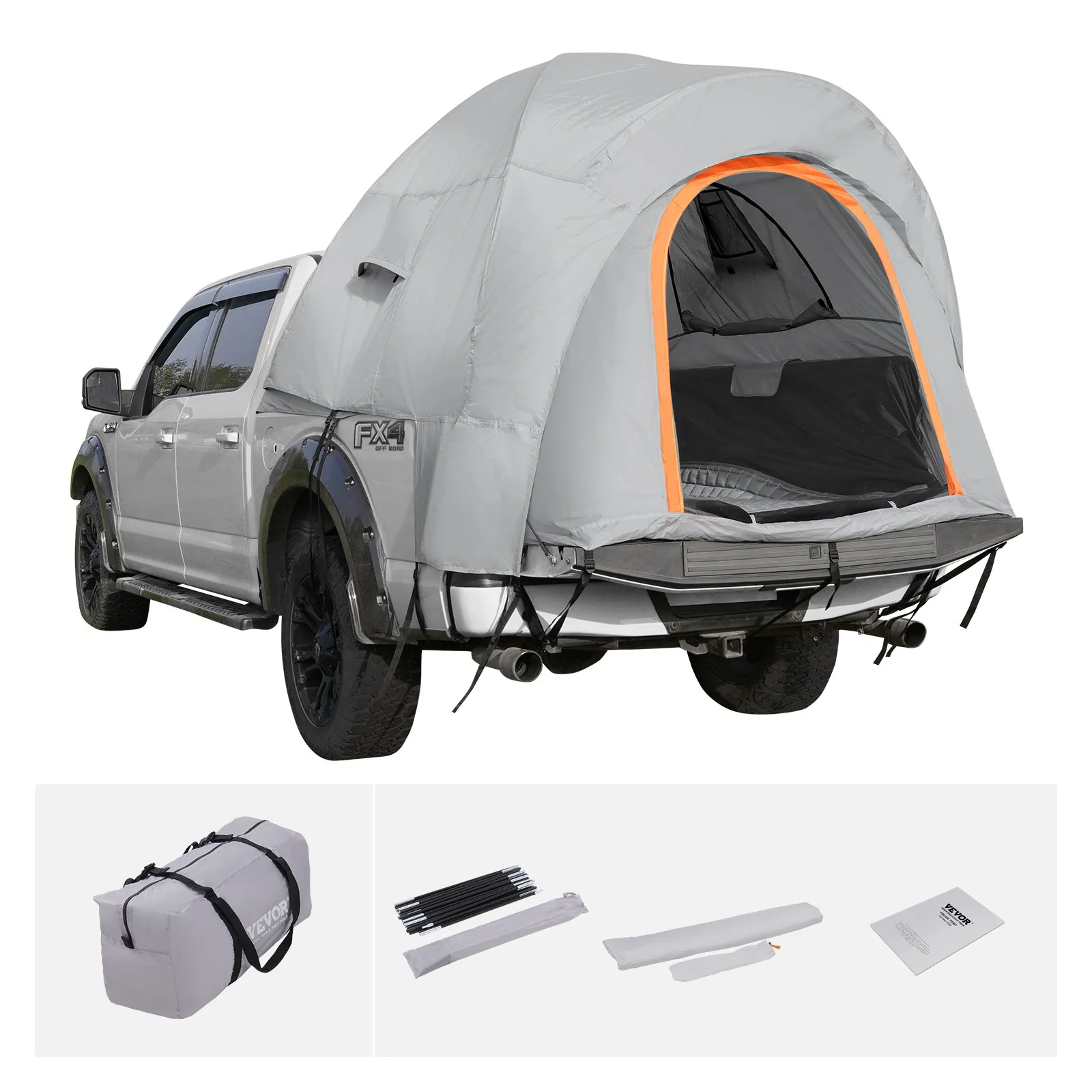 (FINAL PRICES ARE LOWER ON OUR SITE!) VEVOR Truck Bed Tent, 5.5'-6' Pickup Truck Tent with Rain Layer and Carry Bag, Waterproof PU2000mm Double Layer Truck Tent for Camping, Accommodate 2-3 Person, for Camping Traveling Outdoor Activities