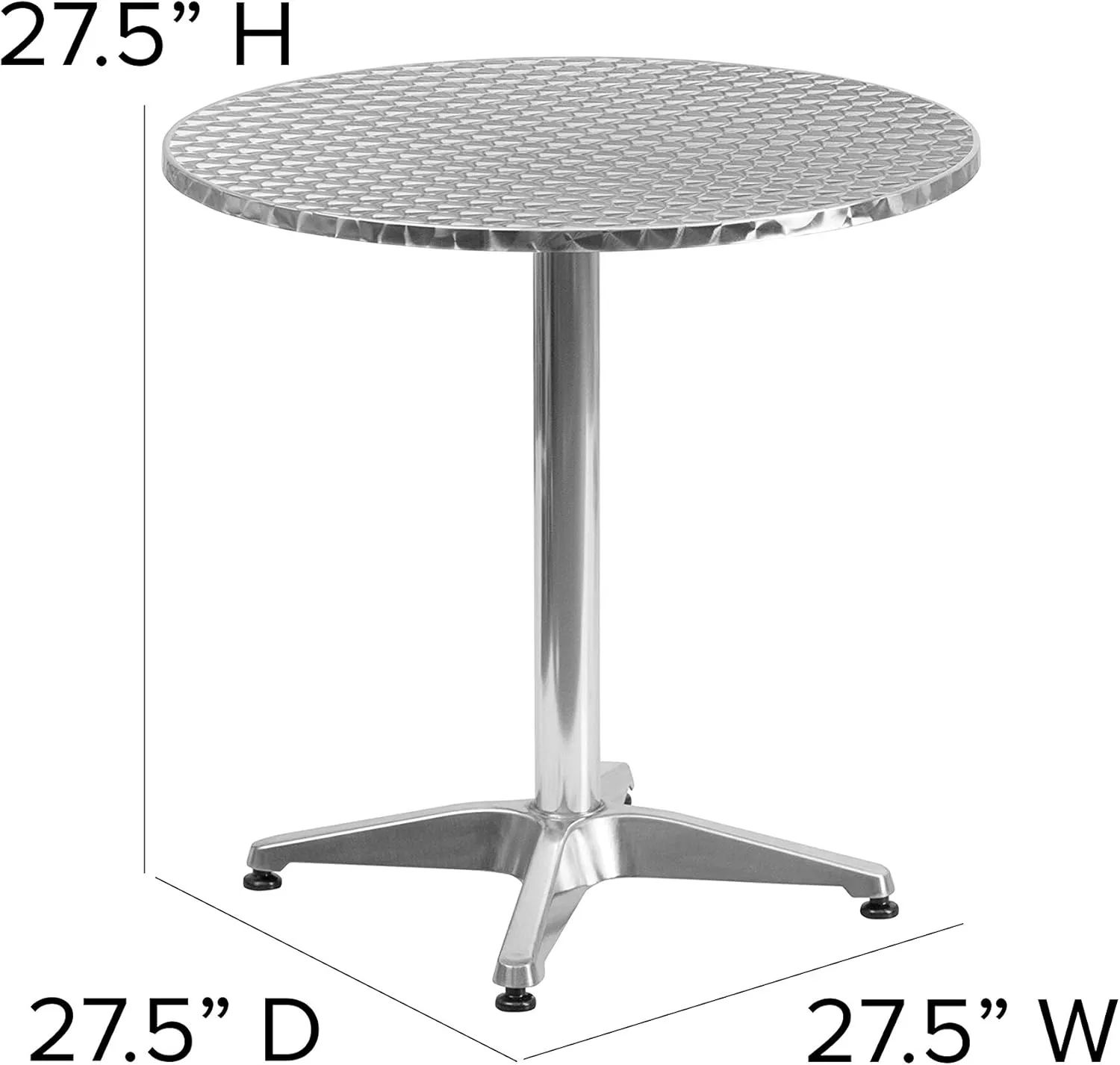 Flash Furniture Mellie 27.5'' Round Aluminum Indoor-Outdoor Table with Stainless Steel Table Top