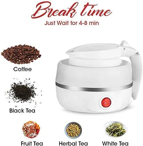 FlexiKettle: Foldable Electric Silicone Kettle with Fast Boiling, 600ml Capacity & Boil-Dry Protection for Travel & Home Use