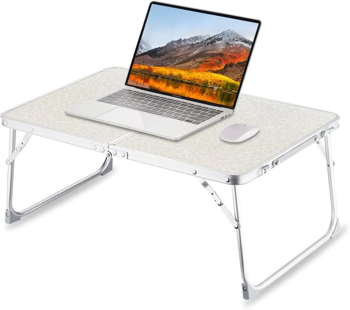 Foldable Laptop Table for Bed, SUVANE Lap Desk Bed Desk, Breakfast Serving Bed Tray, Portable Mini Picnic Table Storage Space Laptop Desk Reading Holder(Ice Flower)