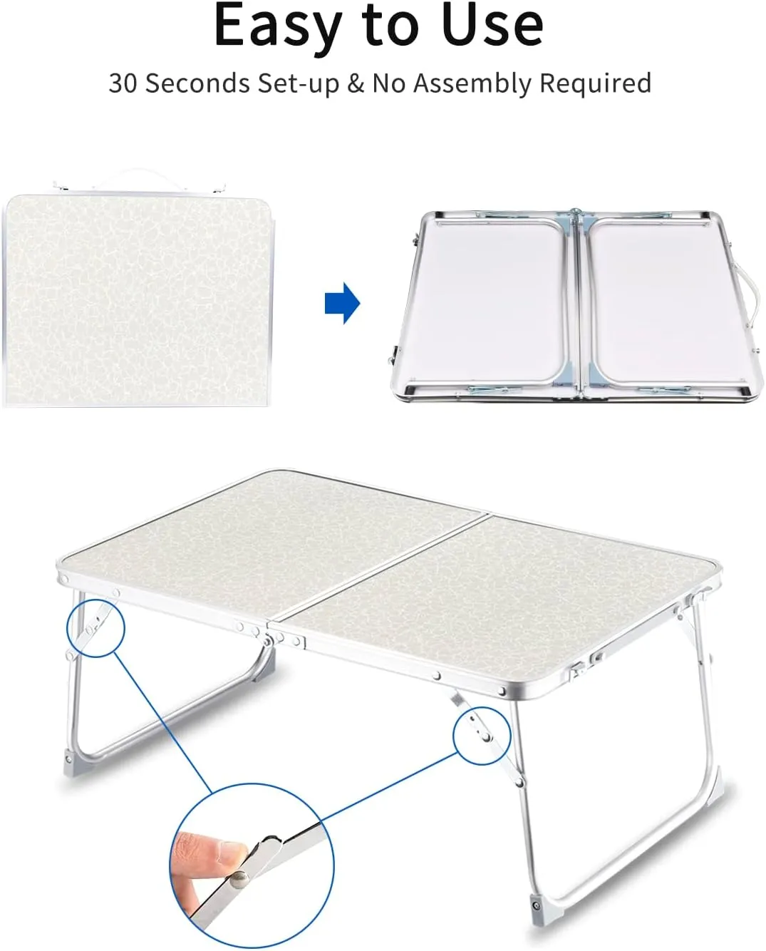 Foldable Laptop Table for Bed, SUVANE Lap Desk Bed Desk, Breakfast Serving Bed Tray, Portable Mini Picnic Table Storage Space Laptop Desk Reading Holder(Ice Flower)