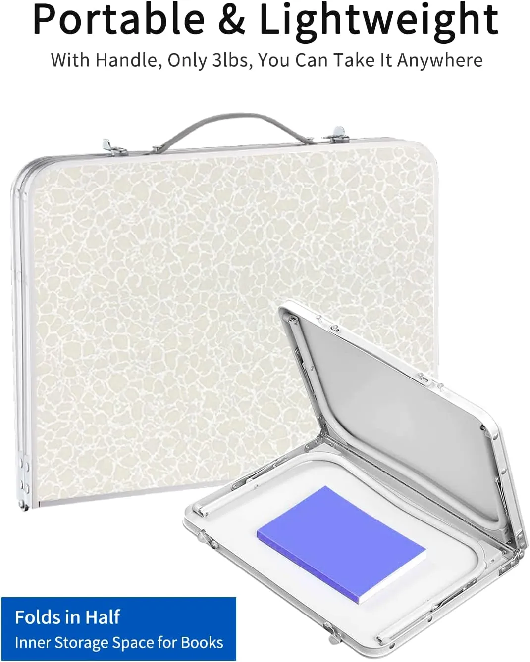 Foldable Laptop Table for Bed, SUVANE Lap Desk Bed Desk, Breakfast Serving Bed Tray, Portable Mini Picnic Table Storage Space Laptop Desk Reading Holder(Ice Flower)