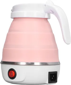 Foldable Travel Electric Kettle, Quick Boiling Folding Electric Kettle for Office (Pink)