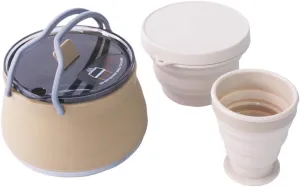 Folding Camping Kettle Coffee Pot for Boiling Water Portable Tea Pot Water Boiler for Outdoor Fishing Travel Equipment, Khaki