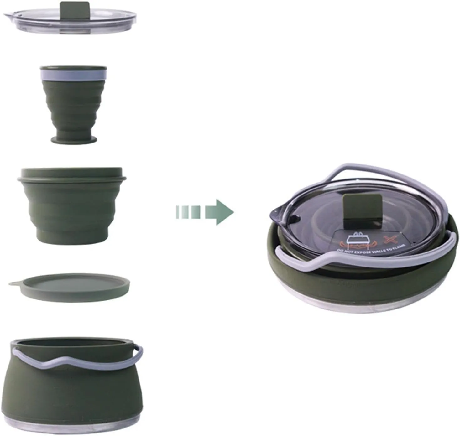Folding Camping Kettle Silicone Kettle Foldable Small Coffee Pot Tea Pot for Backpacking Hiking Fishing Traveling Picnic