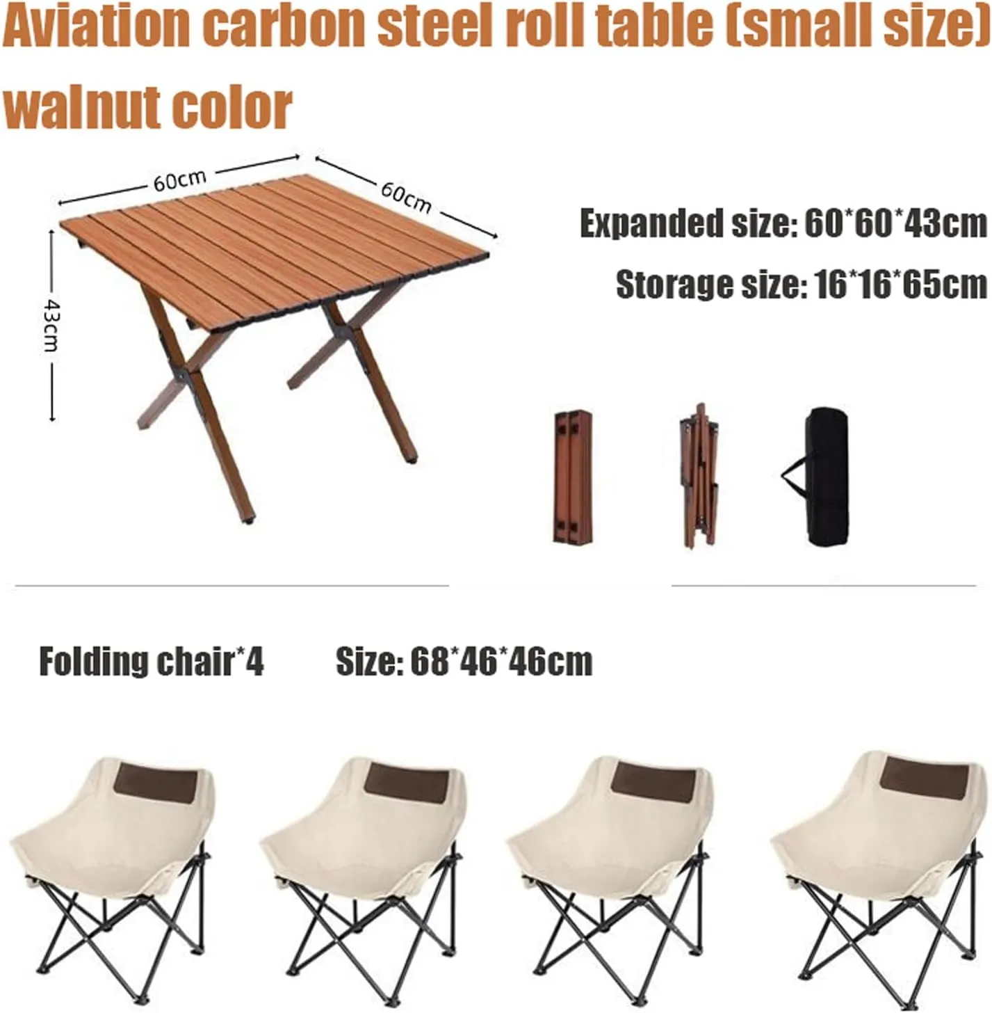 Folding Camping Table and air Set, Portable Camp airs Lightweight Roll up Carbon Steel Camp Table Foldable Lawn air Picnic Table with Carrying Bag