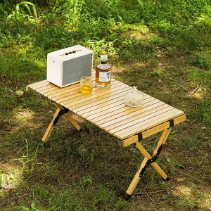 Folding Camping Table, Camping Egg Roll Table Portable Roll-up Picnic Table with Easy Carrying Bag, Lightweight Bamboo Outdoor Table for Picnic BBQ Backyard Beach Party