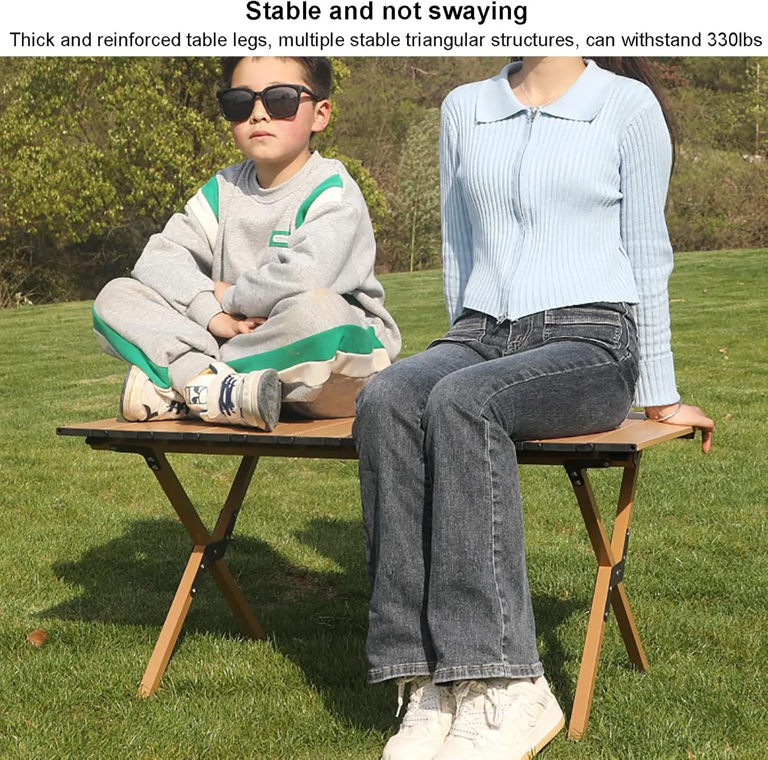 Folding Camping Table, Camping Egg Roll Table Portable Roll-up Picnic Table with Easy Carrying Bag, Lightweight Bamboo Outdoor Table for Picnic BBQ Backyard Beach Party