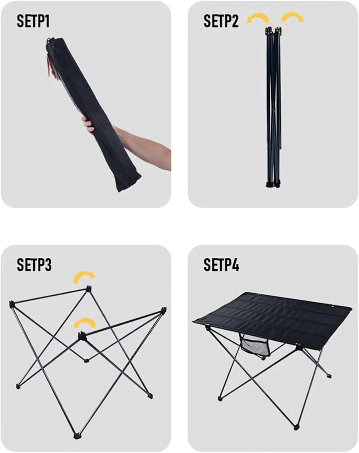 Folding Camping Table, Portable Outdoor Picnic Table, Lightweight Small Folding Table with Carrying Bag for Outdoor, Picnic, BBQ, Cooking, Festival,Black,S