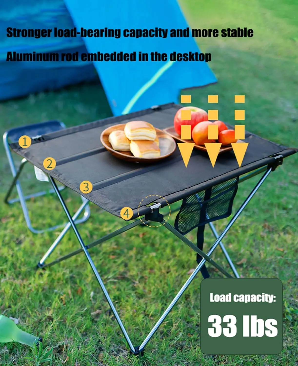 Folding Camping Table, Portable Outdoor Picnic Table, Lightweight Small Folding Table with Carrying Bag for Outdoor, Picnic, BBQ, Cooking, Festival,Black,S