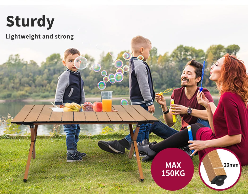 Folding Camping Table with Carry Bag Camp Rollable Foldable Portable Picnic Tables Outdoor Egg Roll BBQ Steel Desk