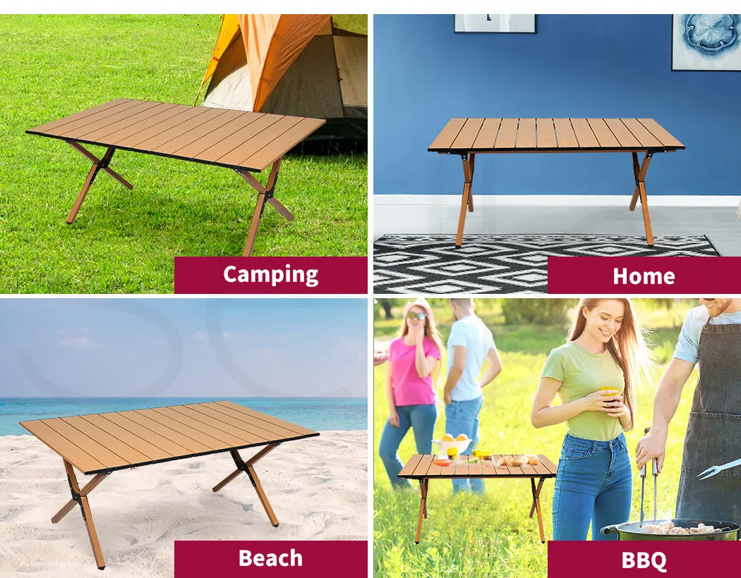 Folding Camping Table with Carry Bag Camp Rollable Foldable Portable Picnic Tables Outdoor Egg Roll BBQ Steel Desk
