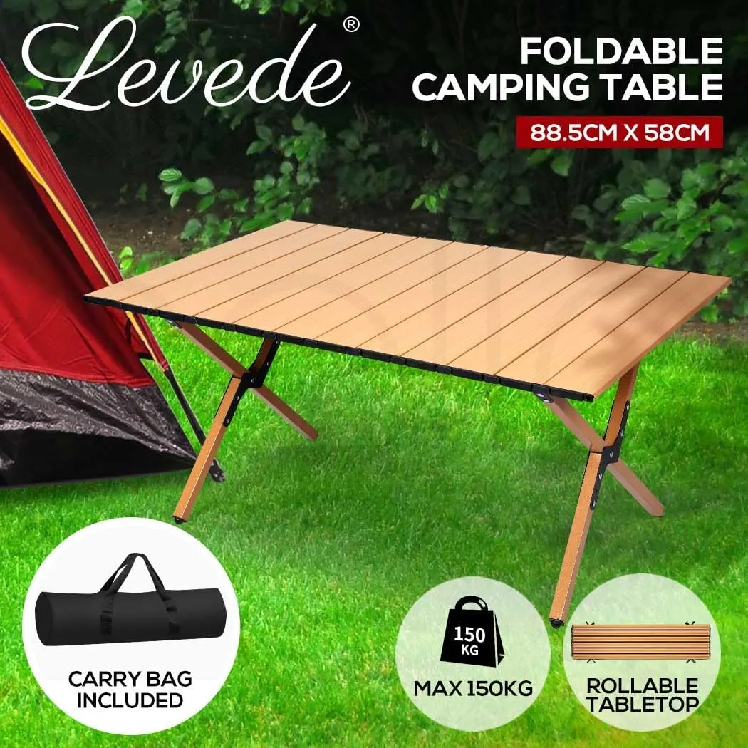 Folding Camping Table with Carry Bag Camp Rollable Foldable Portable Picnic Tables Outdoor Egg Roll BBQ Steel Desk