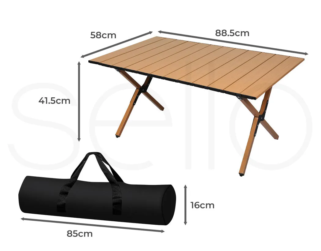 Folding Camping Table with Carry Bag Camp Rollable Foldable Portable Picnic Tables Outdoor Egg Roll BBQ Steel Desk
