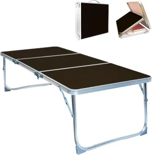 Folding Camping Table,3 Feet Portable Picnic Table,3 Folding Lightweight Aluminum Alloy Outdoor Beach Table with Handle for Outdoor Cooking, BBQ, Camping, Travel, and Party Use