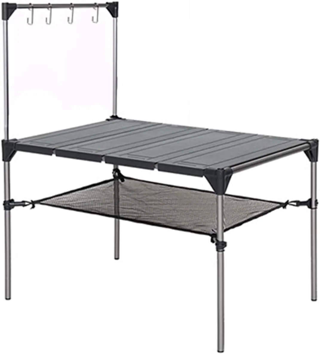 Folding Dining Table Lightweight Rain-Proof Detaable Outdoor Camping Desk Aluminum Alloy Folding Table Portable Picnic Fishing Beer Table (Color : with Rack)