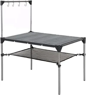 Folding Dining Table Lightweight Rain-Proof Detaable Outdoor Camping Desk Aluminum Alloy Folding Table Portable Picnic Fishing Beer Table (Color : with Rack)