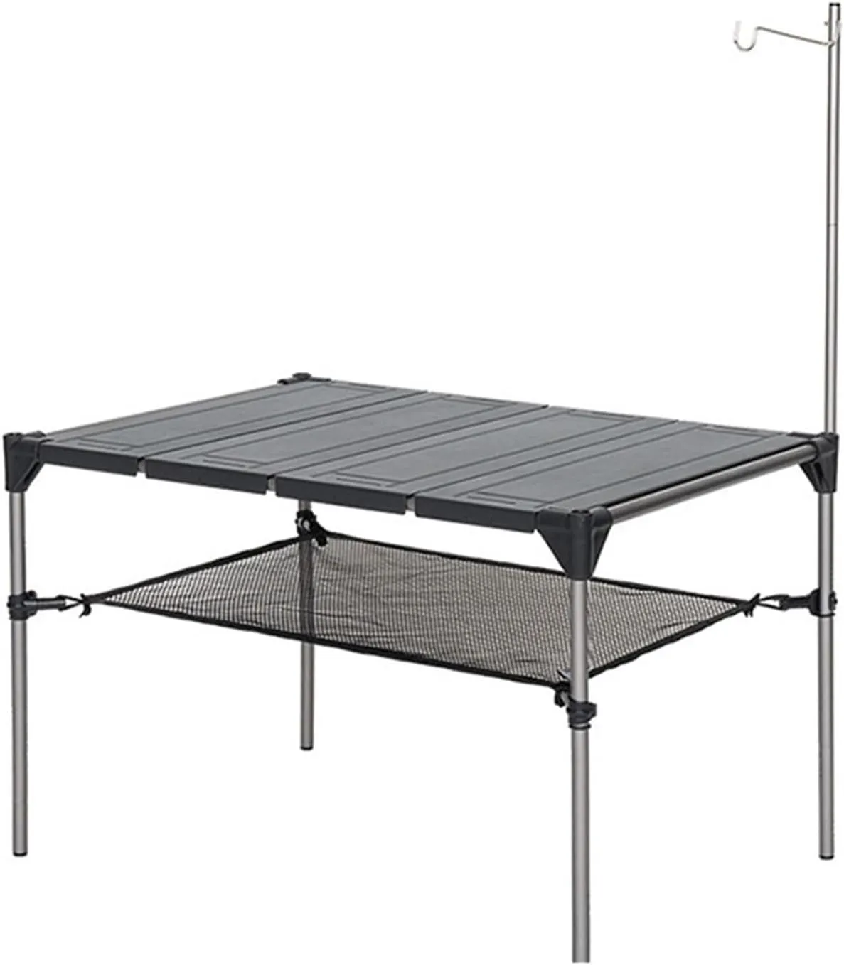 Folding Dining Table Lightweight Rain-Proof Detaable Outdoor Camping Desk Aluminum Alloy Folding Table Portable Picnic Fishing Beer Table (Color : with Rack)