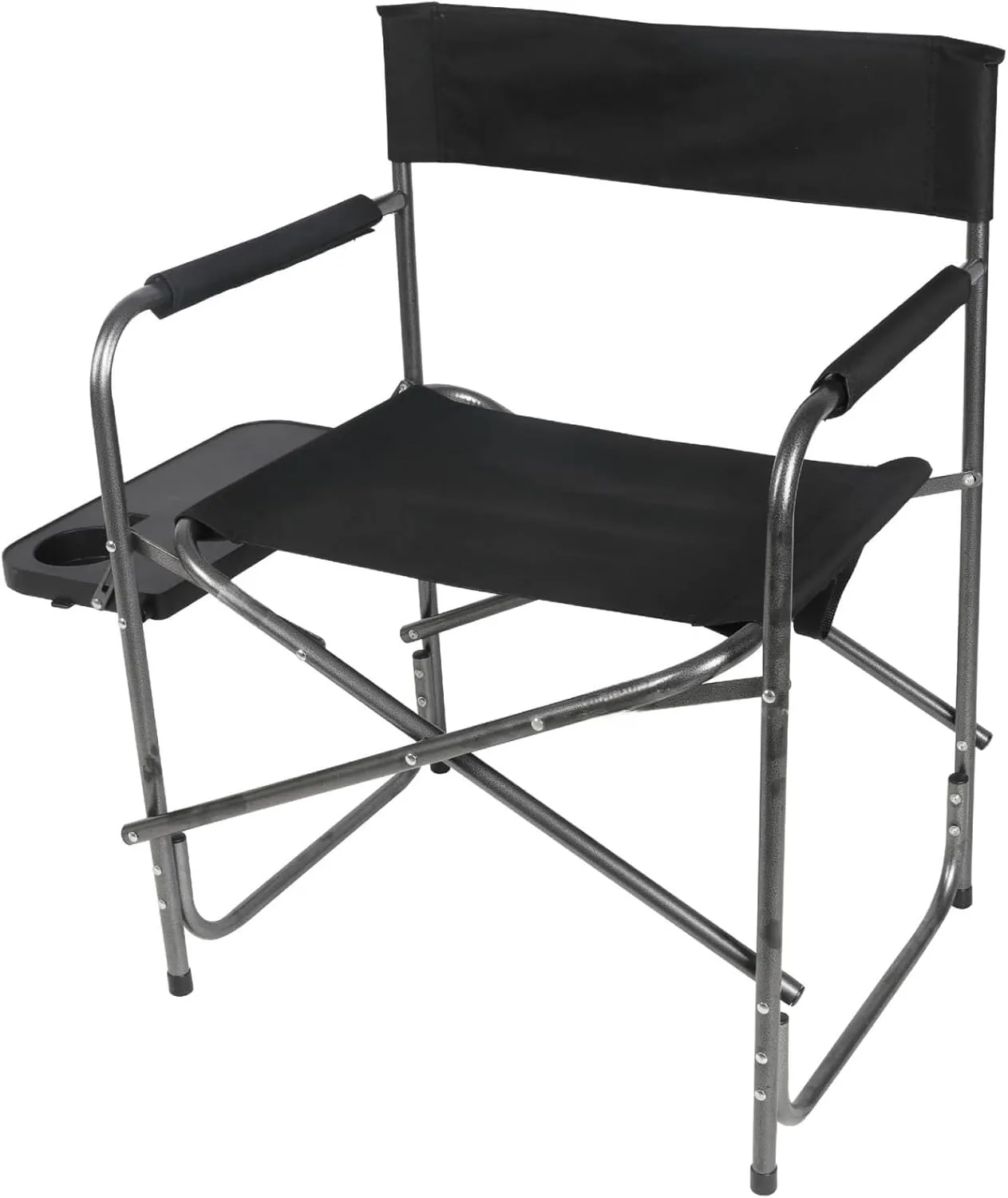 Folding Director’s Chair with Side Table – 400LBS Weight Capacity, 8.8LBS Lightweight – 600D Polyester & Steel Frame – Black