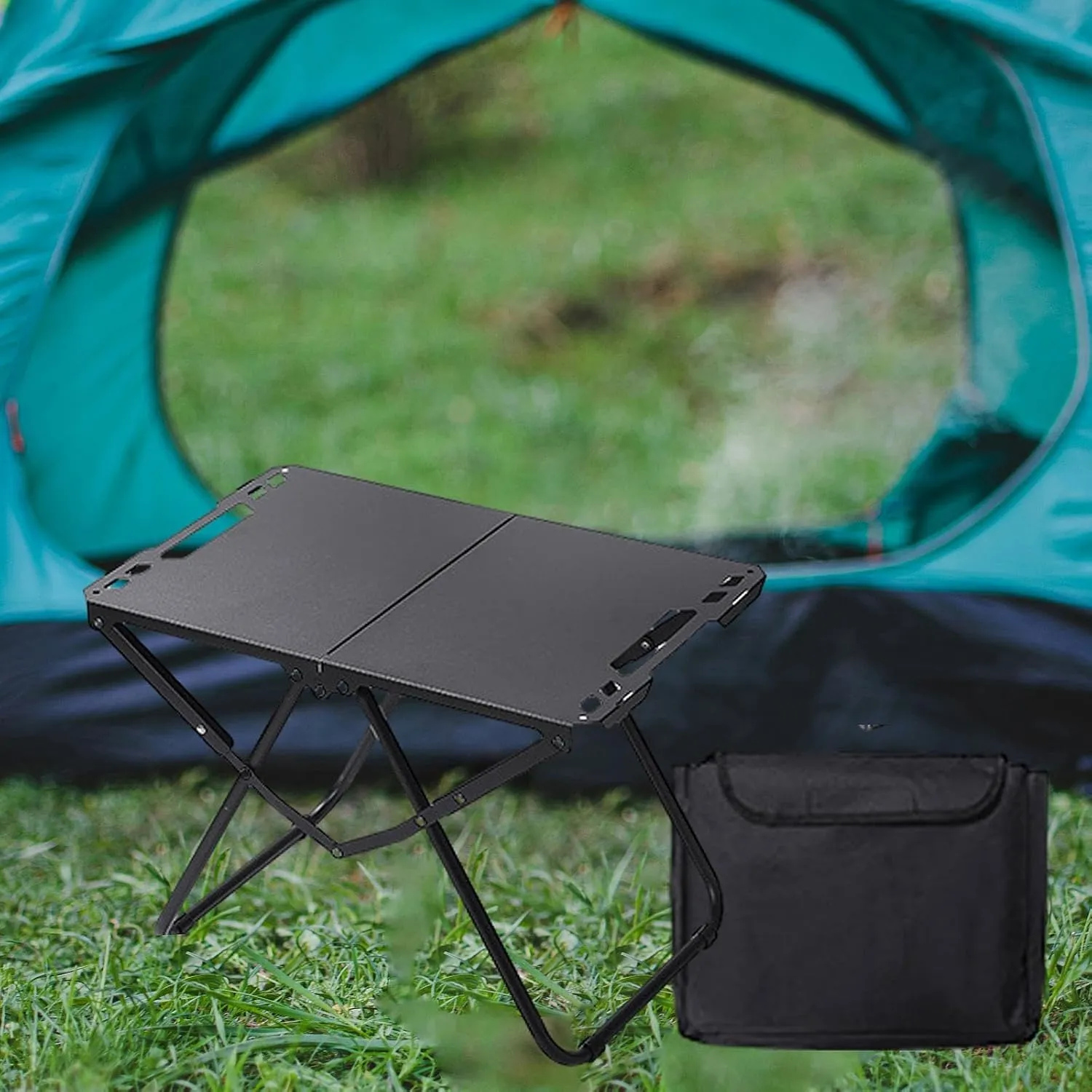 Folding Igt Table Folding Table Versatile Portable Beach Table Desk Outdoor Table Foldable Table for Outdoor Backyard Garden, Black