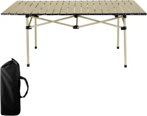 Folding Outdoor Camping Table with Carrying Bag, Stabilized Steel Roll Up Square Table for Indoor, Outdoor Camping, Picnic, Beach, Backyard, BBQ, Party, Patio Yellow