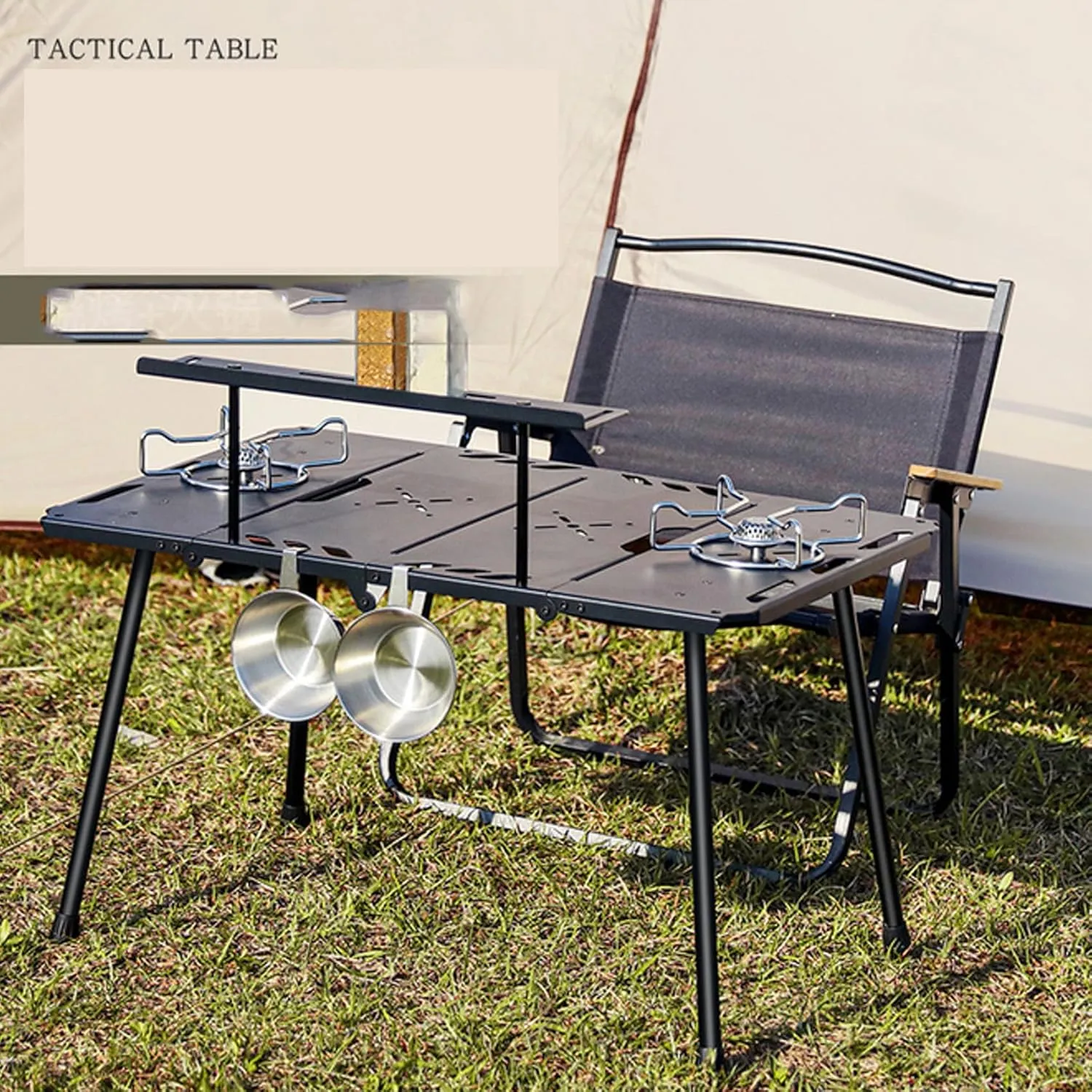 Folding Picnic Table, Lightweight Portable Camping Table with Carry Bag, Roll-Up Aluminum Beach Table, for Outdoor, Travel, BBQ, Natural, one szie, Black
