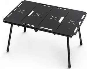 Folding Picnic Table, Lightweight Portable Camping Table with Carry Bag, Roll-Up Aluminum Beach Table, for Outdoor, Travel, BBQ, Natural, one szie, Black