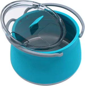 Folding Saucepan, Camp Cookware Hiking Silicone Folding Saucepan Water Kettle With Lid Cookware Travel Camping Pot(Blue)