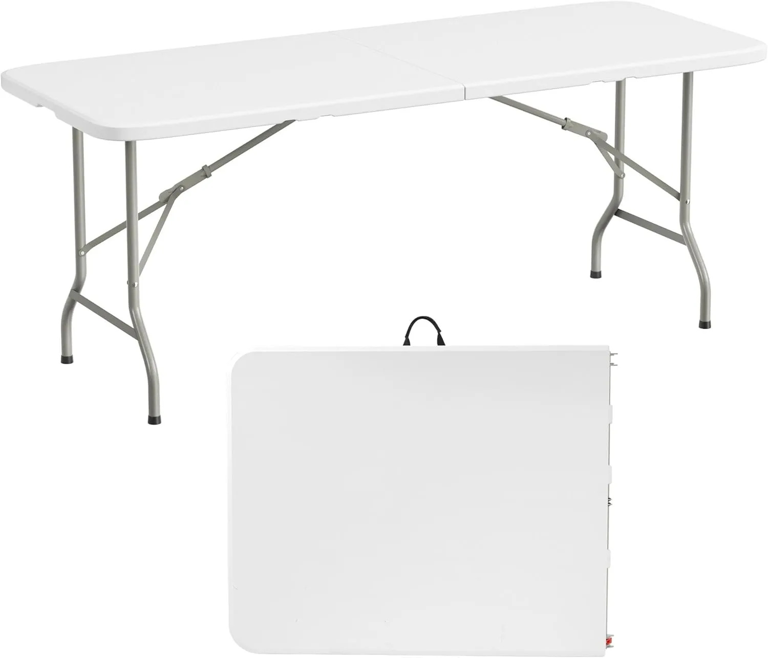 Folding Table, 6 Feet Heavy Duty Fold-in-Half Utility Table Indoor Outdoor for Camping, Picnic, Party