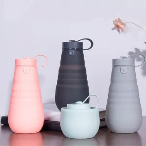 Food Grade Silicone Folding Water Bottle Drinking Accessories Kitchen Gadgets In Summer