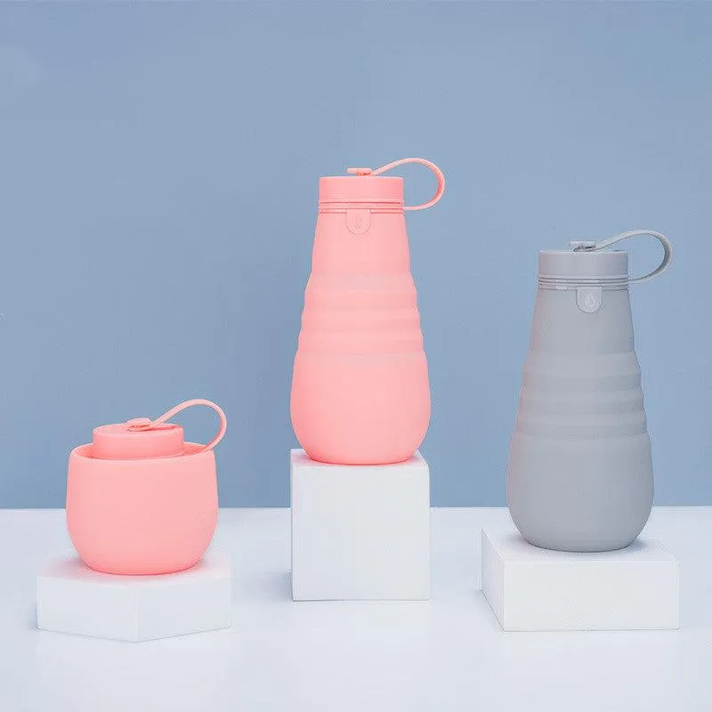 Food Grade Silicone Folding Water Bottle Drinking Accessories Kitchen Gadgets In Summer