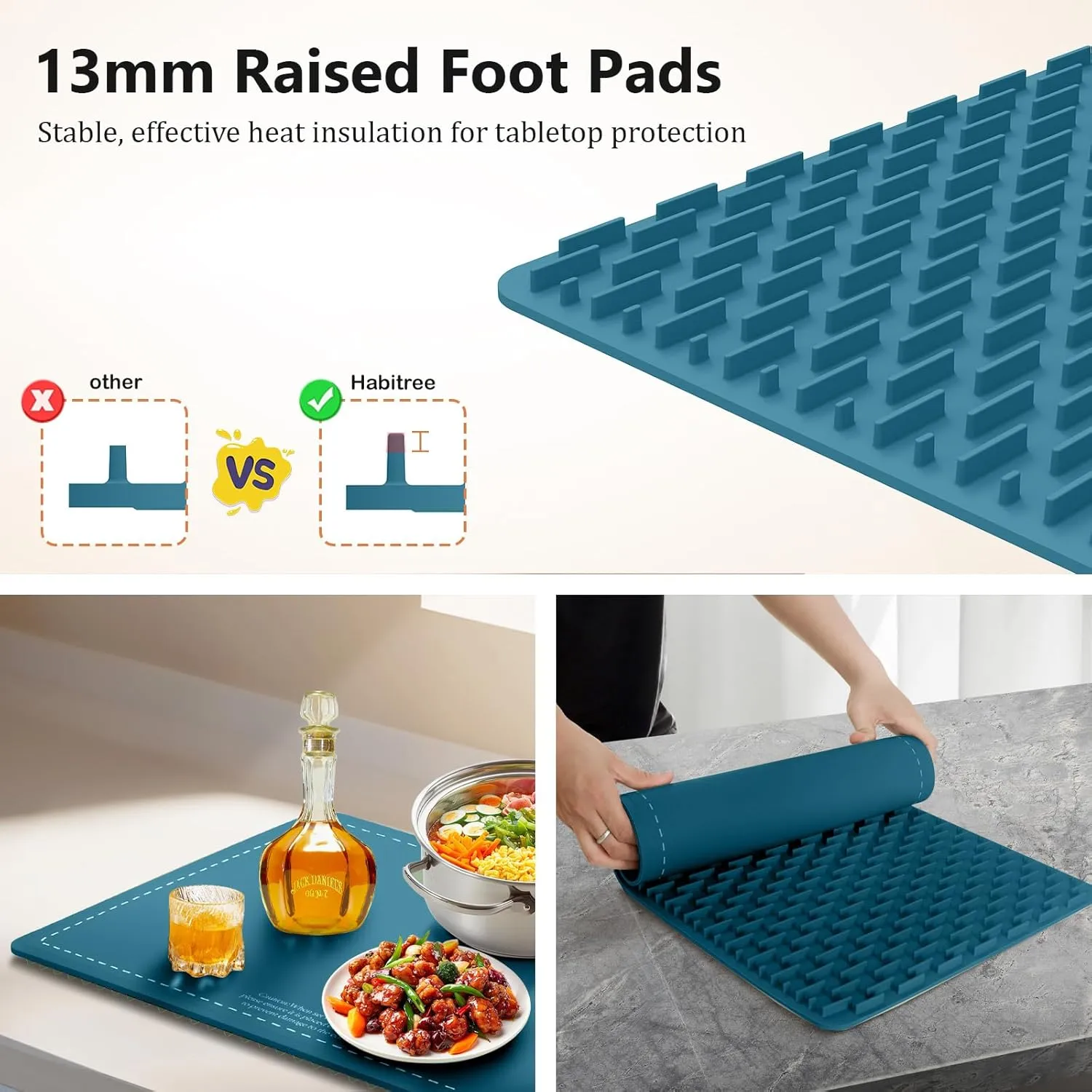Food Warmer Silicone Electric Warming Tray - Rapid Heating, Precise 6-Level Temperature Control, Rollable & Portable, Easy to Clean, Ideal for Parties, Gatherings (Peacock blue, Large)