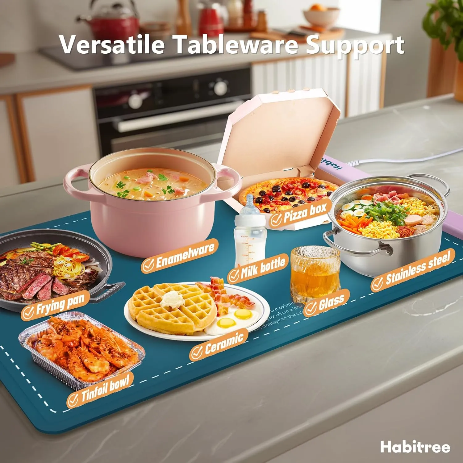 Food Warmer Silicone Electric Warming Tray - Rapid Heating, Precise 6-Level Temperature Control, Rollable & Portable, Easy to Clean, Ideal for Parties, Gatherings (Peacock blue, Large)