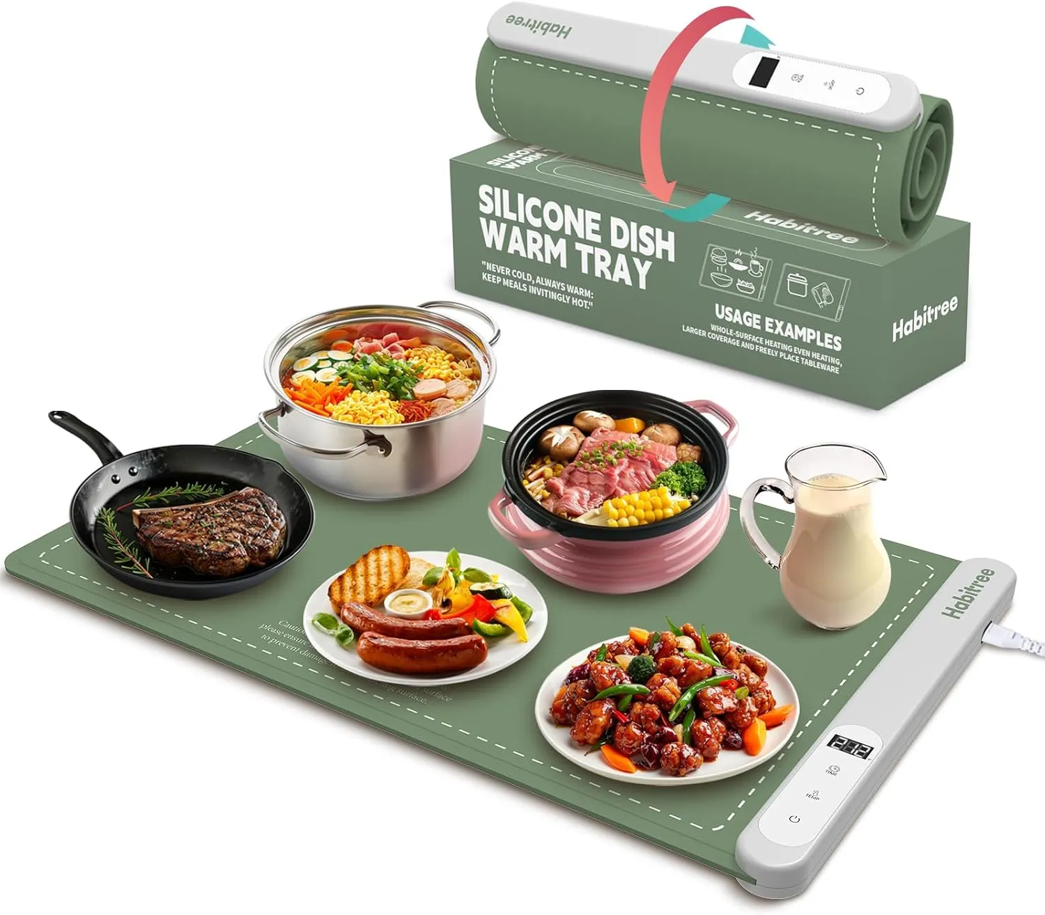 Food Warming Mat, Electric Warming Tray - 6 Heat Settings, Rollable & Portable, Upgraded Graphene Full Surface Rapid Heating, Easy to Clean, Ideal for Parties, Buffets, and Daily Use