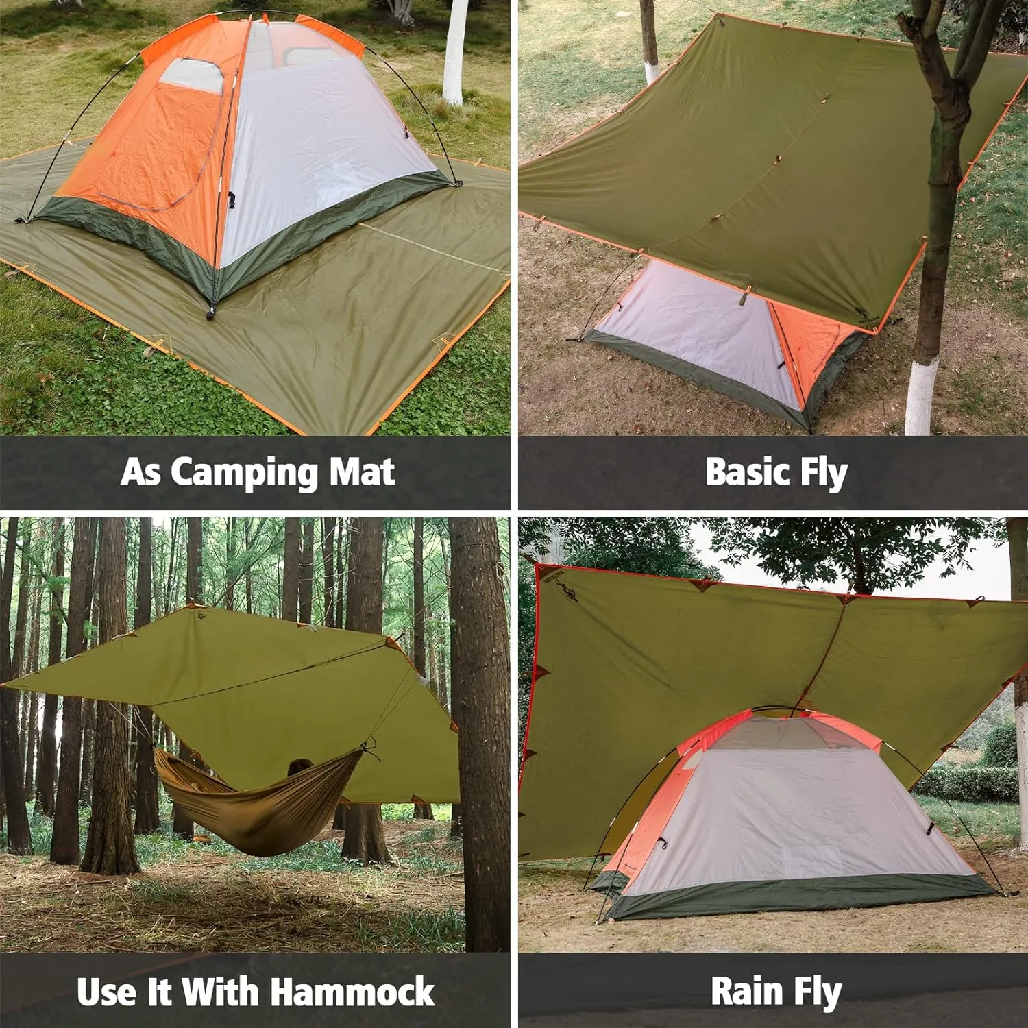 FREE SOLDIER Waterproof Portable Multifunctional Outdoor Camping Traveling Awning Backpacking Tarp Shelter for Rain (Brown)