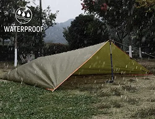 FREE SOLDIER Waterproof Portable Tarp Multifunctional Outdoor Camping Traveling Awning Backpacking Tarp Shelter Rain Tarp(Simplify Olive Brown 10×10ft)