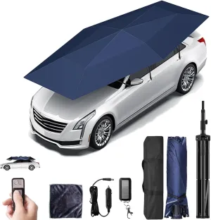 Fully Automatic Universal Car Tent - Foldable Car Sunshade Tent, 189 inches/4.8 Meters, UV Protection, Waterproof, Suitable for Camping, Beach, Travel (Blue Outdoor Bracket, 189in)