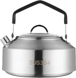 GANAZONO Stainless Steel Outdoor Kettle Portable Water Container for Hiking Camping Tea Brewing Sturdy Elegant Design Convenient Stovetop Use Non-deforming Handle