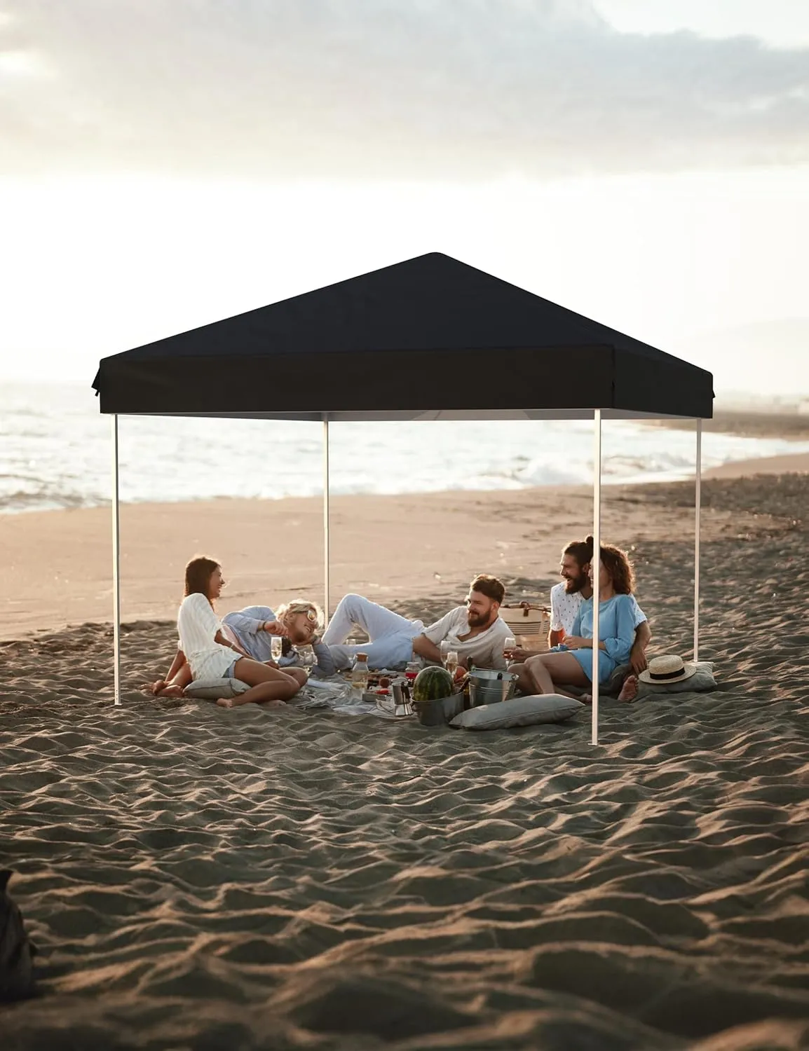 Garvee 10x10 Pop Up Canopy Tent Outdoor Canopy One-Person Set Up Heavy Duty Commercial Instant Tent Shelter, 3-Sidewall Black
