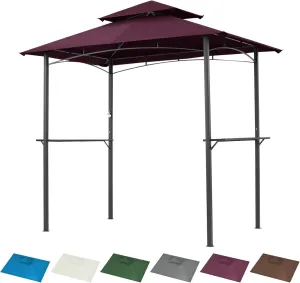 Gazebo Canopy Replacement Top - Grill Gazebo Replacement Canopy Roof – 5x8 Outdoor Grill Shelter Canopy Top Double Tiered BBQ Tent Cover (Claret)