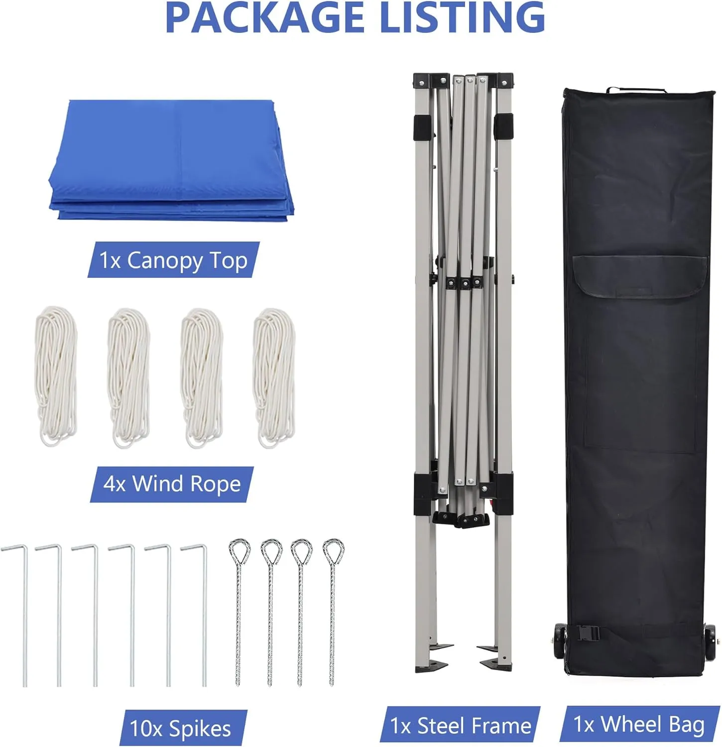 GDY 10x20 ft Instant Pop up Canopy, Folding Heavy Duty Height Adjustable Shelter Gazebos with Wheeled Bag,Blue.