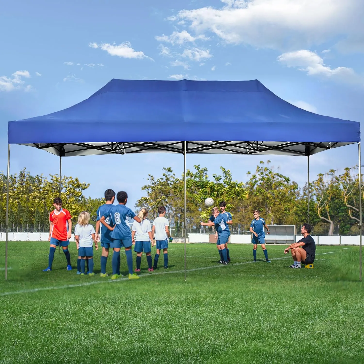 GDY 10x20 ft Instant Pop up Canopy, Folding Heavy Duty Height Adjustable Shelter Gazebos with Wheeled Bag,Blue.