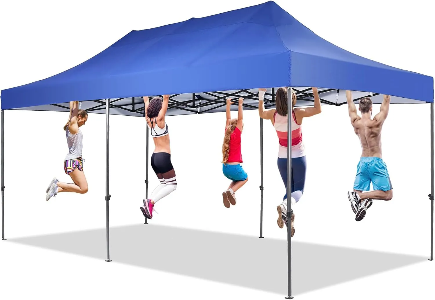 GDY 10x20 ft Instant Pop up Canopy, Folding Heavy Duty Height Adjustable Shelter Gazebos with Wheeled Bag,Blue.