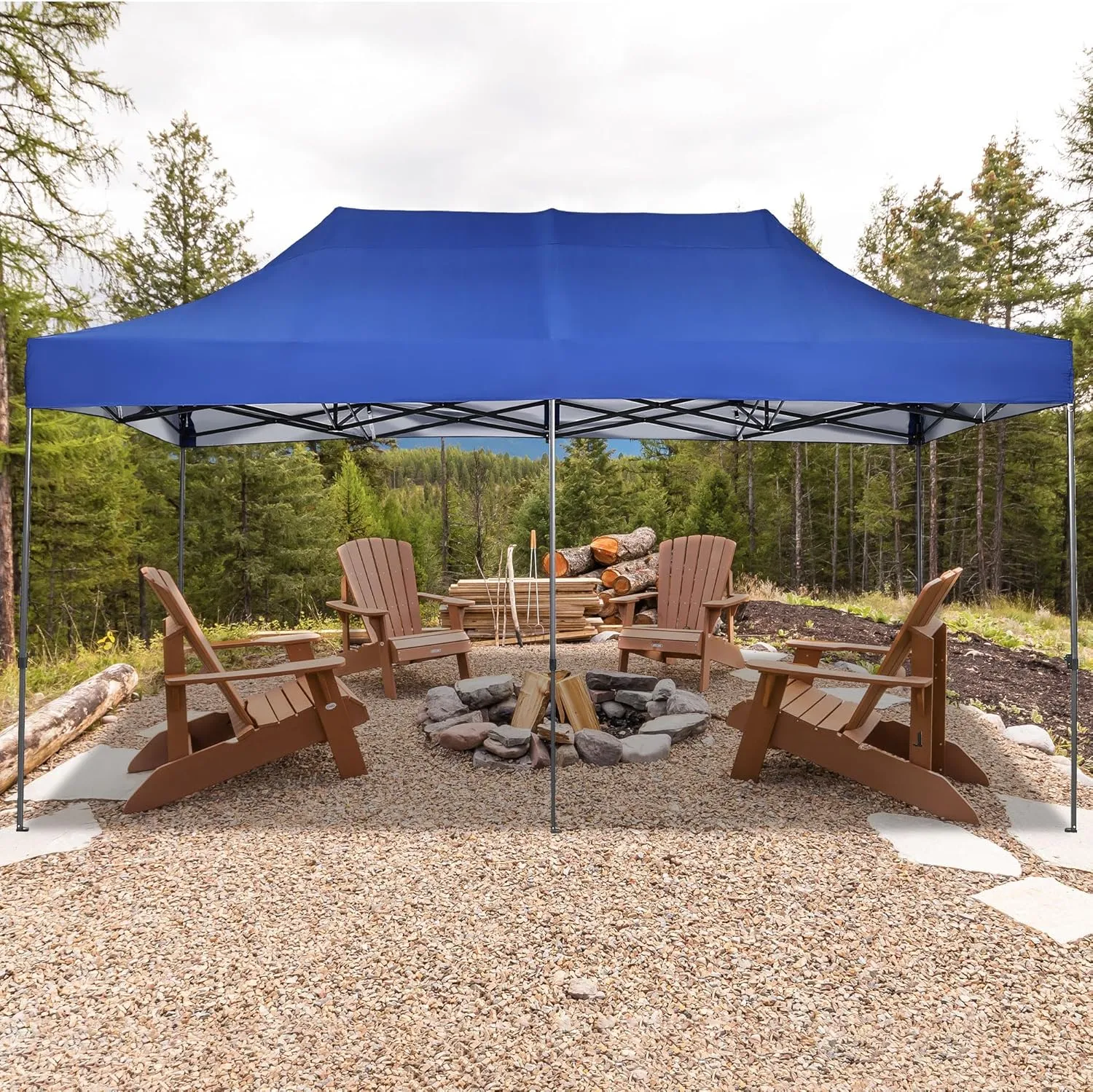 GDY 10x20 ft Instant Pop up Canopy, Folding Heavy Duty Height Adjustable Shelter Gazebos with Wheeled Bag,Blue.