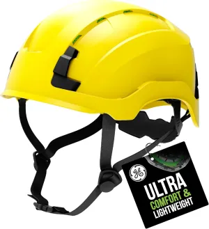 GE Safety Helmet: ANSI Type 2 Class G & E, Advanced Impact Technology, Ultra Comfortable Memory Foam, Heat Stress Reduction, Compatible with Accessories, Adjustable Size OSHA Approved