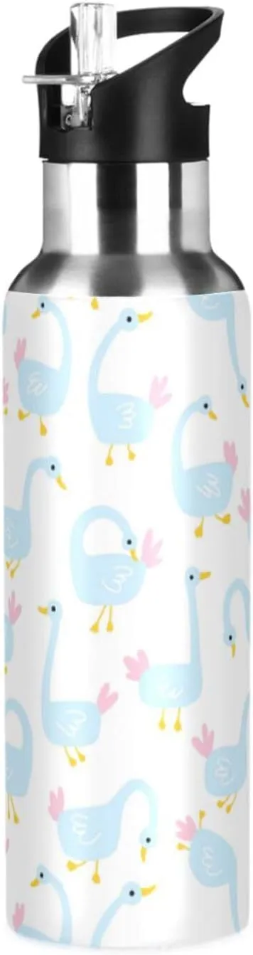 Geese Water Bottle with Straw Lid Double Wall Cute Thermos Bottle Vacuum Insulated Flask Stainless Steel Water Bottle for Gym Outdoor 20 OZ