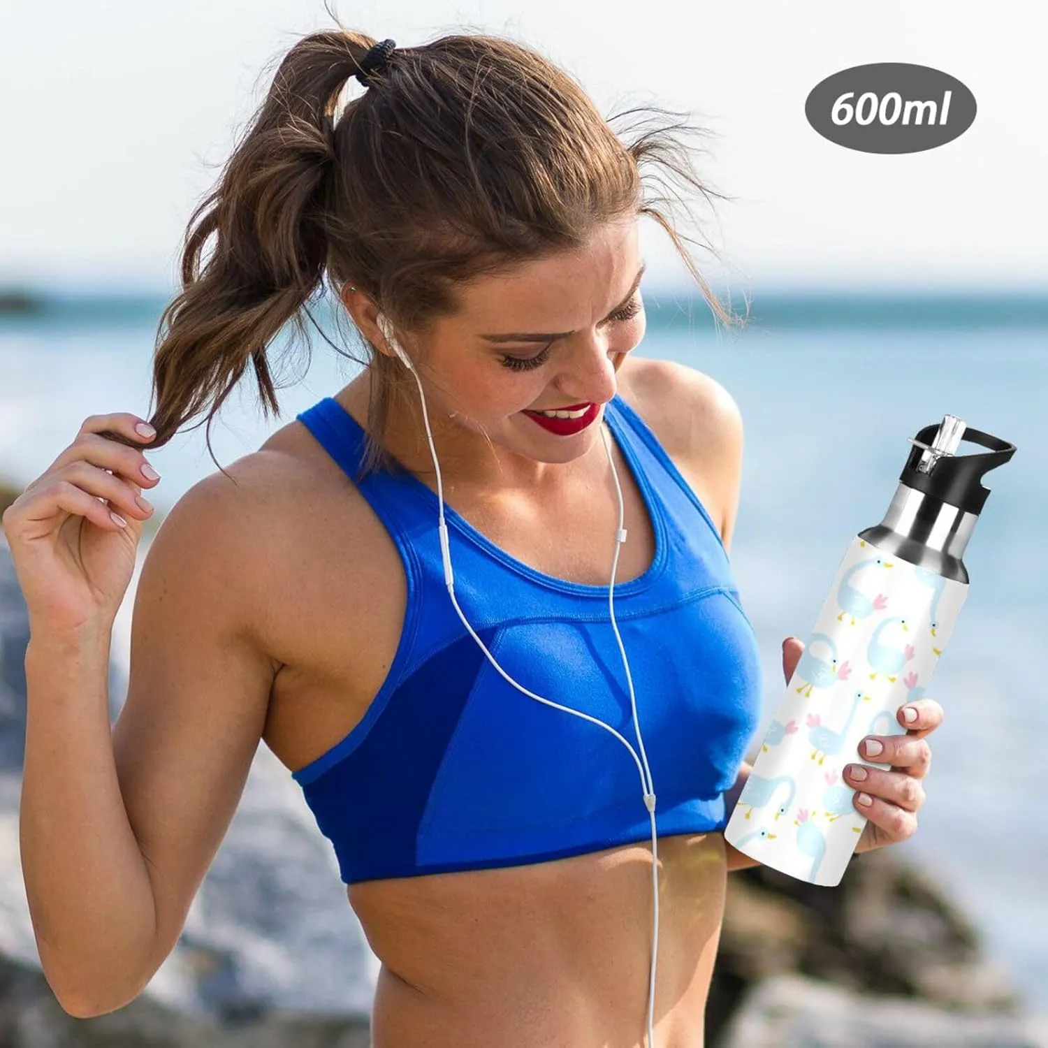 Geese Water Bottle with Straw Lid Double Wall Cute Thermos Bottle Vacuum Insulated Flask Stainless Steel Water Bottle for Gym Outdoor 20 OZ